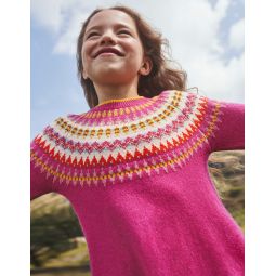 Fair Isle Sweater Dress - Mid Pink Fair Isle