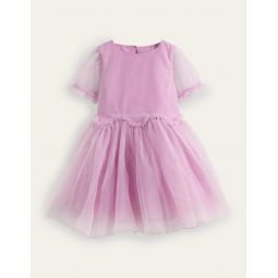 Tulle Ruffle Waist Dress - Lilac Blush