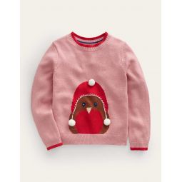 Novelty Sweater - Almond Pink Robin
