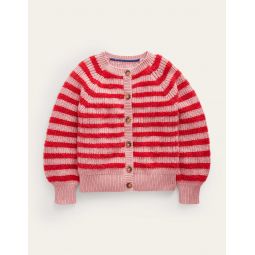Blouson Stripe Cardigan - Mid Pink Sparkle