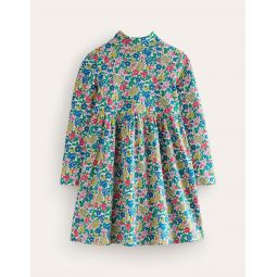 Roll Neck Jersey Dress - Multi Flowerbed