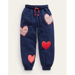 Applique Joggers - French Navy Hearts