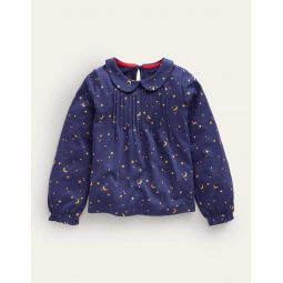Collared Jersey Top - College Navy Twinkly Star
