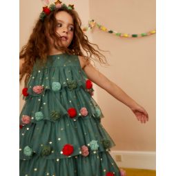 Christmas Tree Tulle Dress - Reed Green