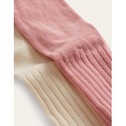 Ribbed Tights 2 Pack - Ivory/Pink
