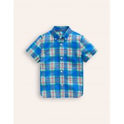 Cotton Linen Shirt - Blue/ Green Check