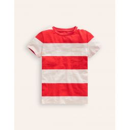 Washed Slub T-shirt - Poppy Red/ Ivory