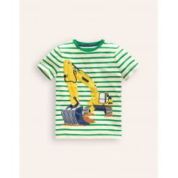 Big Applique Logo T-shirt - Runnerbean Green/ Ivory Digger