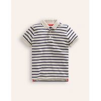 Pique Polo Shirt - Ivory/College Navy