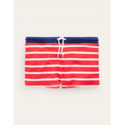 Swim Trunks - Fire Red and Ivory