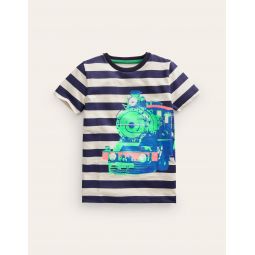 Photographic T-shirt - College Navy/Ivory Train