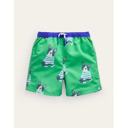 Swim Shorts - Pea Green Dogs