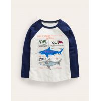 Raglan Fact File T-shirt - Ivory/Navy Sharks