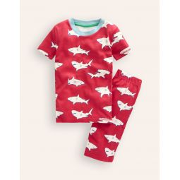 Snug Short John Glow Pajamas - Red Sharks