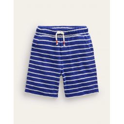 Towelling Sweat Shorts - Sapphire Blue/Ivory Stripe