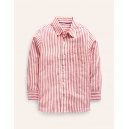 Linen Shirt - Jam Red / Ivory Stripe