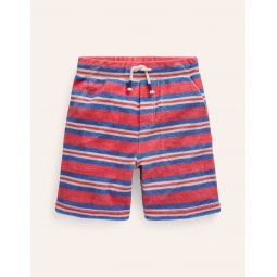 Towelling Sweat Shorts - Jam Red/ Cabana Blue Stripe