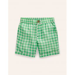 Smart Roll Up Shorts - Pea Green Gingham