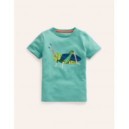 Fun Applique T-shirt - Corsica Blue Grasshopper