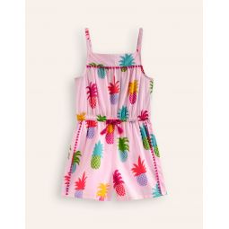 Woven Vacation Romper - Blooming Pink Pineapples