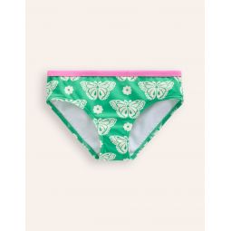 Patterned Bikini Bottoms - Pea Green Butterfly Stamp