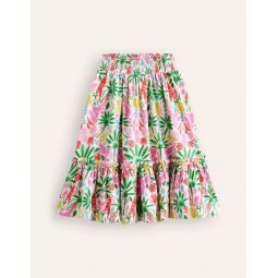 Printed Jersey Midi Skirt - Multi Rainbow Palm