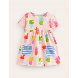 Short Sleeve Printed Tunic - Blooming Pink Pineapples