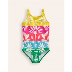 Fun Printed Swimsuit - Multi Rainbow Palm