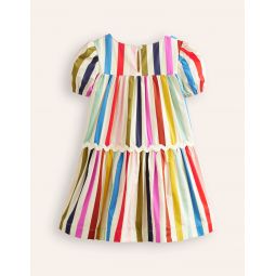 Tiered Stripe Dress - Rainbow Multi Stripe