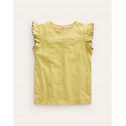 Pom Trim T-Shirt - Zest Yellow