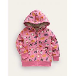 Shaggy-lined Hoodie - Formica Pink Cats
