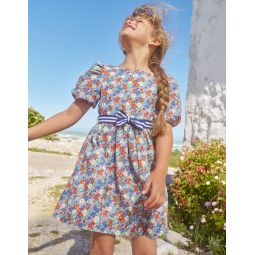Cotton Linen Vintage Dress - Multi Nautical Floral