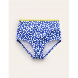 High Waisted Bikini Bottoms - Blue Leopard