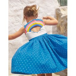 Applique Back Dress - Blue Rainbow