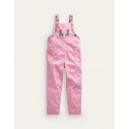 Relaxed Overalls - Pink / Ivory Stripe