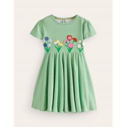 Flutter Twirly Dress - Pistachio Green Flowers