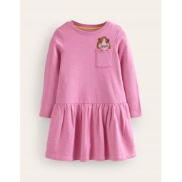 Embroidered Sweat Dress - Cosmos Pink Guinea Pig
