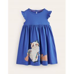 Frill Sleeve Applique Dress - BlueJay Cats