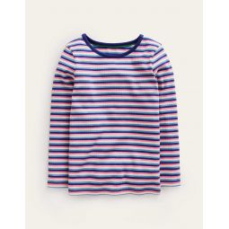 Ribbed Stripe T-Shirt - Blue/Pink