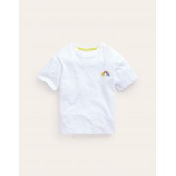 Embroidered Logo T-Shirt - White Rainbow