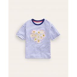 Boucle Relaxed T-shirt - Wisteria Blue/Ivory Heart