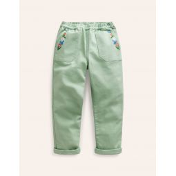 Pull-on Trouser - Aloe Green Embroidery