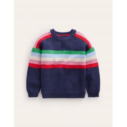 Stripe Knitted Sweater - Sapphire Blue