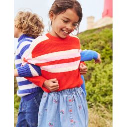Stripe Knitted Sweater - Poppy Red