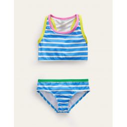 Racerback Bikini Set - Surf Blue, Ivory Stripe