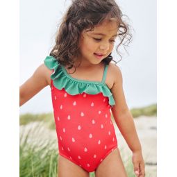 One Shoulder Textured Swimsuit - Jam Strawberry Pip