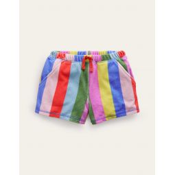 Printed Towelling Shorts - Multi Rainbow Stripe