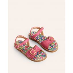 Leather Buckle Sandals - Pink