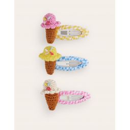 3 Pack Hair Clips - Gingham Ice Creams