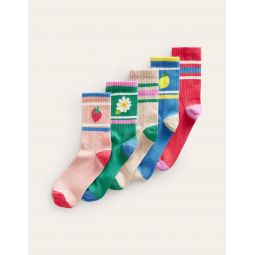 Ribbed Socks 5 Pack - Motif Multi